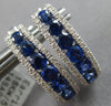 ESTATE LARGE 1.94CT DIAMOND & AAA SAPPHIRE 18KT WHITE GOLD OVAL HOOP HANGING EARRINGS
