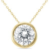 1.0CT DIAMOND 14KT YELLOW GOLD 3D ROUND SOLITAIRE BEZEL ETOILE FLOATING PENDANT