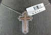 LARGE .49CT DIAMOND 14K WHITE & ROSE GOLD DOUBLE CROSS FILIGREE FLOATING PENDANT