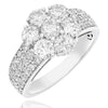 ESTATE LARGE 2.42CT DIAMOND 14KT WHITE GOLD 3D CLASSIC FLOWER SEMI ETERNITY RING