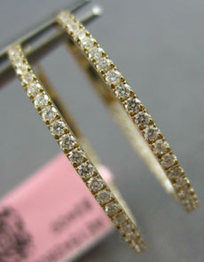 ESTATE .65CT DIAMOND 14K YELLOW GOLD 3D CLASSIC INSIDE OUT HOOP HANGING EARRINGS