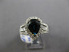 ESTATE LARGE 3.58CT DIAMOND & AAA SAPPHIRE 14K WHITE GOLD FLOWER ENGAGEMENT RING