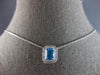 1.34CT DIAMOND & AAA BLUE TOPAZ 14KT WHITE GOLD 3D EMERALD CUT & ROUND PENDANT