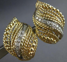 ESTATE LARGE .45CT DIAMOND 14K 2 TONE GOLD FILIGREE LEAF CLIP ON EARRINGS #27698
