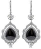 LARGE 19.5CT WHITE & BLACK DIAMOND 18KT WHITE GOLD PEAR SHAPE & ROUND EARRINGS