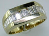 ESTATE 2.18CT DIAMOND 14K YELLOW GOLD CLASSIC ROUND & BAGUETTE CHANNEL MENS RING