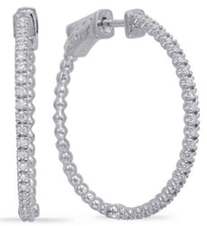 ESTATE .45CT DIAMOND 14KT WHITE GOLD 3D CLASSIC HOOP HANGING EARRINGS