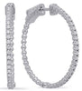 ESTATE .45CT DIAMOND 14KT WHITE GOLD 3D CLASSIC HOOP HANGING EARRINGS