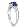 1.62CT DIAMOND & AAA SAPPHIRE 14KT WHITE GOLD 3D OVAL & ROUND 3 STONE LOVE RING