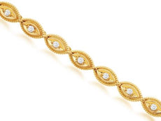 .40CT DIAMOND 14KT YELLOW GOLD 3D ROUND FILIGREE MULTI LEAF FUN TENNIS BRACELET