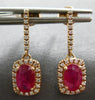 1.20CT DIAMOND & AAA RUBY 14K ROSE GOLD OVAL & ROUND SQUARE FUN HANGING EARRINGS