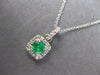 .87CT DIAMOND & AAA EMERALD 14KT WHITE GOLD ROUND SQUARE HALO FLOATING PENDANT