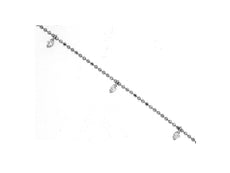 0.20CT DIAMOND 14KT WHITE GOLD 3D CLASSIC BY THE YARD BEADED LOVE BRACELET