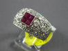 .75CT DIAMOND & AAA RUBY 14KT WHITE GOLD PRINCESS & ROUND FILIGREE FLORAL RING