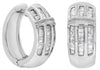 ESTATE .50CT DIAMOND 14KT WHITE GOLD BAGUETTE CLASSIC 3 ROW HUGGIE FUN EARRINGS