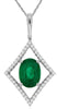 1.25CT DIAMOND & AAA EMERALD 14K WHITE GOLD OVAL & ROUND SQUARE FLOATING PENDANT