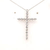 ESTATE .83CT DIAMOND 18KT WHITE GOLD CLASSIC ROUND PRONG CROSS FLOATING PENDANT