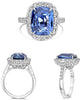 LARGE 7.72CT DIAMOND & AAA SAPPHIRE PLATINUM 3D CUSHION ROUND & EMERALD CUT RING