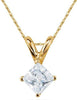 .75CT DIAMOND 14KT YELLOW GOLD 3D CLASSIC PRINCESS SOLITAIRE FLOATING PENDANT