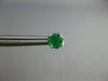 ESTATE .60CT AAA EMERALD 14KT WHITE GOLD 3D ROUND 4 PRONG STUD EARRINGS #27749
