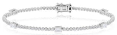 2.02CT DIAMOND 14KT WHITE GOLD ROUND & EMERALD CUT ETERNITY LOVE TENNIS BRACELET