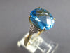 5.24CT DIAMOND & AAA BLUE TOPAZ 14KT YELLOW GOLD 3D OVAL & ROUND FLORAL FUN RING