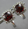 ESTATE 2.10CT DIAMOND & AAA GARNET 14KT WHITE GOLD 3D LEVERBACK HANGING EARRINGS