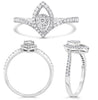 ESTATE .31CT DIAMOND 14KT WHITE GOLD 3D ROUND TEAR DROP LEAF V SHAPE FUN RING