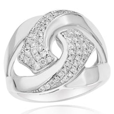 .54CT DIAMOND 14KT WHITE GOLD 3D MULTI ROW GRADUATING JOURNEY LOVE KNOT FUN RING