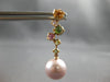 2.01CT AAA MULTI COLOR SAPPHIRE & PINK SOUTH SEA PEAL 18KT ROSE GOLD 3D EARRINGS
