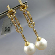 LARGE .69CT DIAMOND & AAA SOUTH SEA PEARL 18KT YELLOW GOLD MULTI SHAPE EARRINGS