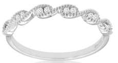 ESTATE .10CT DIAMOND 14KT WHITE GOLD 3D ROUND FILIGREE 3 ROPE ANNIVERSARY RING