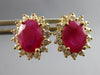 3.41CT DIAMOND & AAA RUBY 14KT YELLOW GOLD 3D OVAL & ROUND STUD EARRINGS #27568