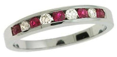 .47CT DIAMOND & AAA RUBY 14KT WHITE GOLD CLASSIC ROUND 9 STONE CHANNEL FUN RING