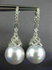LARGE .95CT DIAMOND & SOUTH SEA PEARL 18KT WHITE GOLD FILIGREE HANGING EARRINGS
