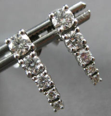 ESTATE .72CT DIAMOND 18KT WHITE GOLD 3D ROUND GRADUATING FUN HANGING EARRINGS