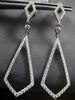 ESTATE LARGE 1.14CT DIAMOND 18KT WHITE GOLD ELONGATED TEAR DROP HANGING EARRINGS
