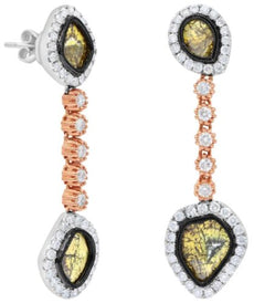 3.07CT WHITE & ICE DIAMOND 18KT WHITE ROSE & BLACK GOLD MULTI SHAPE FUN EARRINGS