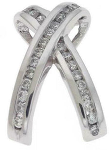 .44CT DIAMOND 14KT WHITE GOLD CLASSIC CRISS CROSS X LOVE CHANNEL SLIDER PENDANT