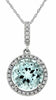 ESTATE 1.83CT DIAMOND & AAA AQUAMARINE 14K WHITE GOLD ROUND CLASSIC HALO PENDANT