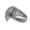 LARGE .39CT DIAMOND 18KT YELLOW GOLD & 925 SILVER FILIGREE TEAR DROP SNAKE RING