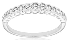 .33CT DIAMOND 14KT WHITE GOLD 3D ROUND SEMI ETERNITY GRADUATING ANNIVERSARY RING