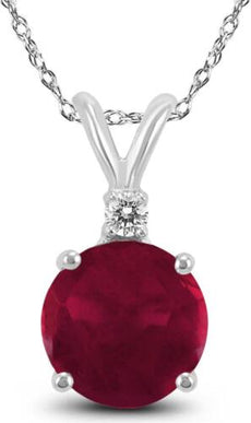 .48CT DIAMOND & AAA RUBY 14KT WHITE GOLD 3D CLASSIC SOLITAIRE FLOATING PENDANT