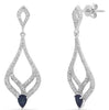 1.05CT DIAMOND & AAA SAPPHIRE 14KT WHITE GOLD DOUBLE TEAR DROP HANGING EARRINGS