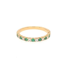 .40CT DIAMOND & AAA EMERALD 18KT YELLOW GOLD 3D SEMI ETERNITY ANNIVERSARY RING