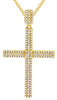ESTATE .47CT DIAMOND 14KT YELLOW GOLD 3D CLASSIC 3 ROW CROSS FLOATING PENDANT