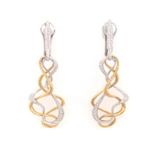 ESTATE .40CT DIAMOND 18KT 2 TONE GOLD MULTI HEART INFINITY FUN HANGING EARRINGS