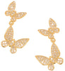 ESTATE .34CT DIAMOND 14KT YELLOW GOLD DOUBLE BUTTERFLY LOVE FUN HANGING EARRINGS