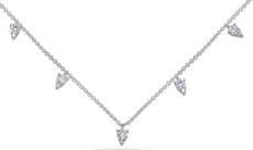 .44CT DIAMOND 14KT WHITE GOLD 3D TRIANGULAR TEAR DROP BY THE YARD LOVE NECKLACE