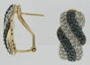 1.52CT WHITE & BLUE DIAMOND 14K YELLOW GOLD MULTI ROW X CLIP ON HANGING EARRINGS